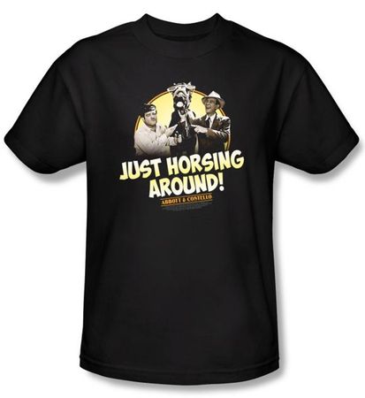Abbott & Costello Kids Shirt Horsing Around Youth Black Tee T-shirt