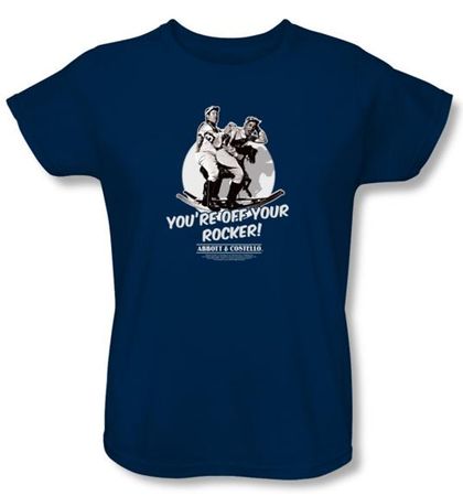 Abbott & Costello Ladies Shirt Funny Off Your Rocker Navy Tee T-shirt