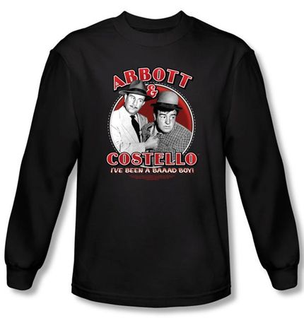 Abbott & Costello Long Sleeve Shirt Bad Boy Adult Black Tee T-Shirt