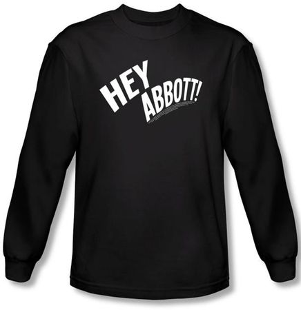 Abbott & Costello Long Sleeve Shirt Hey Abbott Black Tee T-shirt