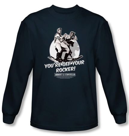 Abbott & Costello Long Sleeve Shirt Off Your Rocker Navy Tee T-Shirt