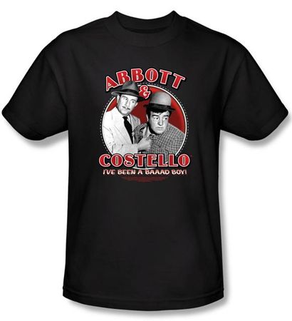 Abbott & Costello Shirt Funny Bad Boy Adult Black Tee T-Shirt