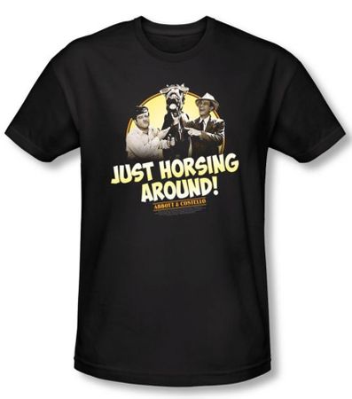 Abbott & Costello Shirt Horsing Around Black Slim Fit Tee T-Shirt