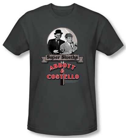 Abbott & Costello Shirt Super Slueths Charcoal Slim Fit Tee T-Shirt