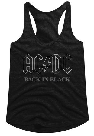AC/DC Juniors Tank Top Back In Black Black Racerback