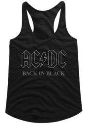 AC/DC Juniors Tank Top Back In Black Black Racerback