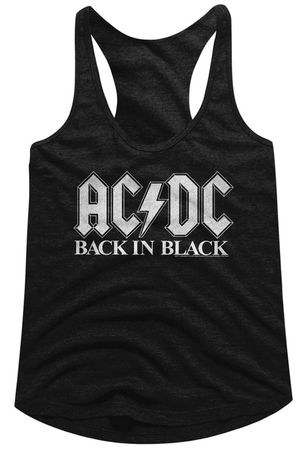 AC/DC Juniors Tank Top Back In Black Black Racerback