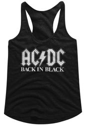 AC/DC Juniors Tank Top Back In Black Black Racerback