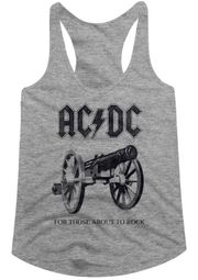 AC/DC Juniors Tank Top For Those About To Rock Athletic Heather Racerback