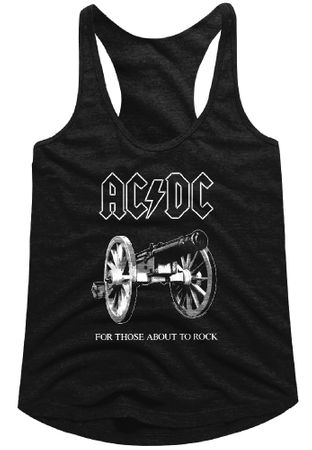 AC/DC Juniors Tank Top For Those About To Rock Black Racerback