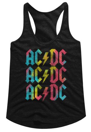 AC/DC Juniors Tank Top Multicolor Band Logo Black Racerback