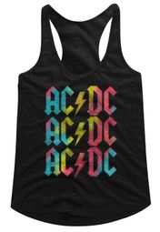 AC/DC Juniors Tank Top Multicolor Band Logo Black Racerback