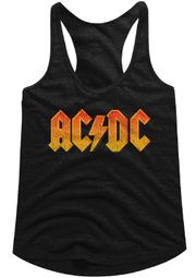 AC/DC Juniors Tank Top Orange Band Logo Black Racerback