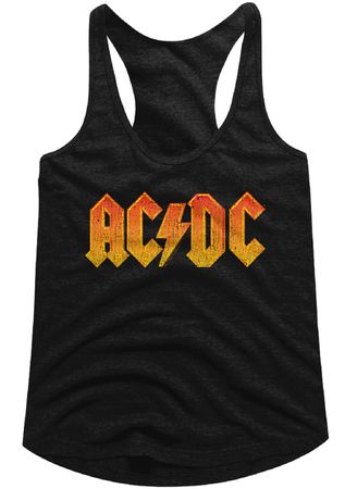 AC/DC Juniors Tank Top Orange Band Logo Black Racerback