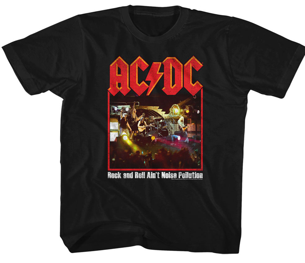 AC/DC Kids Shirt Rock And Roll Ain't Noise Pollution Black TShirt AC