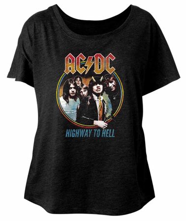 AC/DC Ladies Shirt Highway To Hell Dolman Black T-Shirt