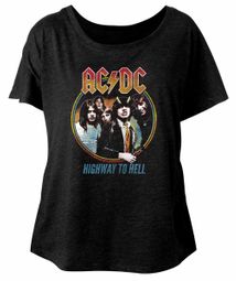 AC/DC Ladies Shirt Highway To Hell Dolman Black T-Shirt
