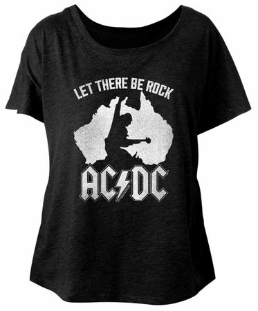 AC/DC Ladies Shirt Let There Be Rock Dolman Black T-Shirt