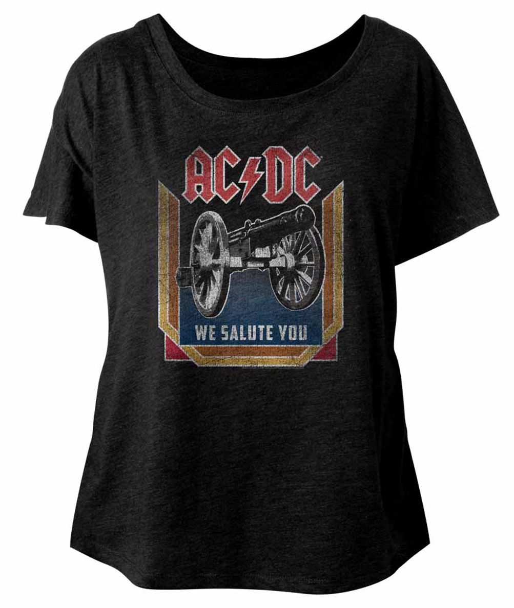 AC/DC Ladies Shirt We Salute You Dolman Black T-Shirt - AC/DC We Salute ...