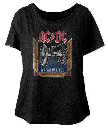 AC/DC Ladies Shirt We Salute You Dolman Black T-Shirt