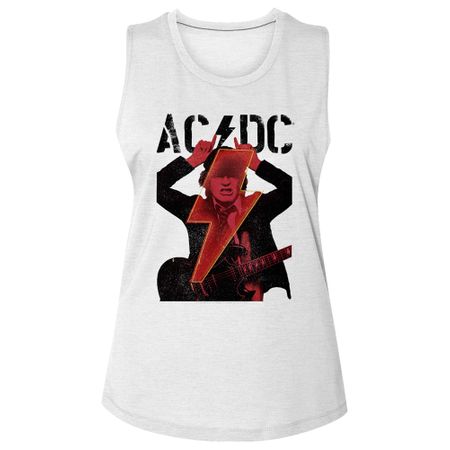 AC/DC Shirt Angus Horns White Ladies Muscle Tank Top