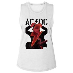 AC/DC Shirt Angus Horns White Ladies Muscle Tank Top