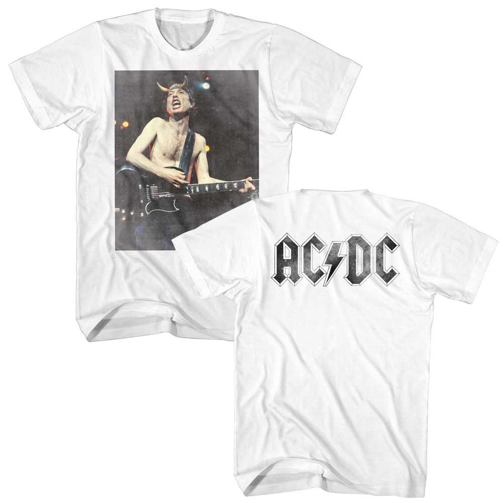 AC/DC Shirt Angus Young White T-Shirt - ACDC T-shirts AC/DC Tee Shirts