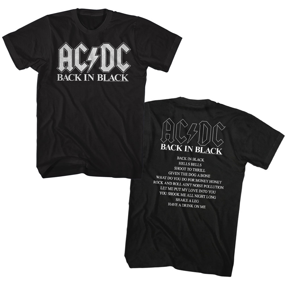 AC/DC Shirt Back In Black Album Black T-Shirt - AC/DC Back in Black Shirts