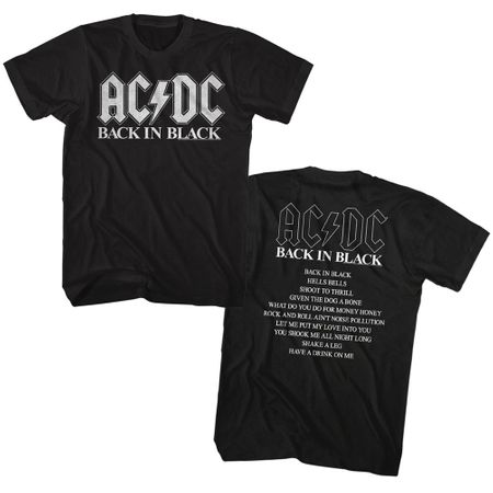 AC/DC Shirt Back In Black Album Black T-Shirt