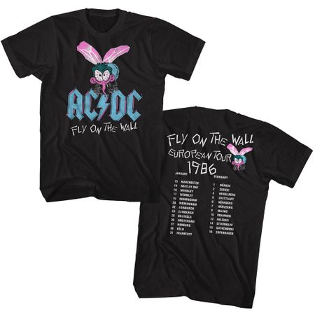 AC/DC Shirt Fly On the Wall European Tour Front & Back Black T-Shirt