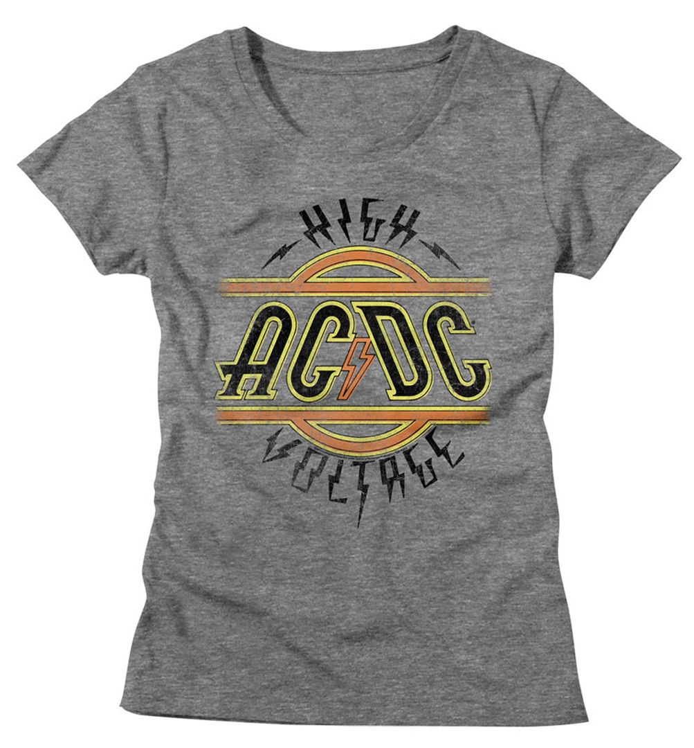 AC/DC Shirt Juniors High Voltage Athletic Heather T-Shirt - AC/DC High ...