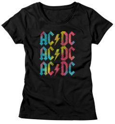 AC/DC Shirt Juniors Multicolor Band Logo Black T-Shirt