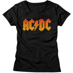 AC/DC Shirt Juniors Orange Band Logo Black T-Shirt