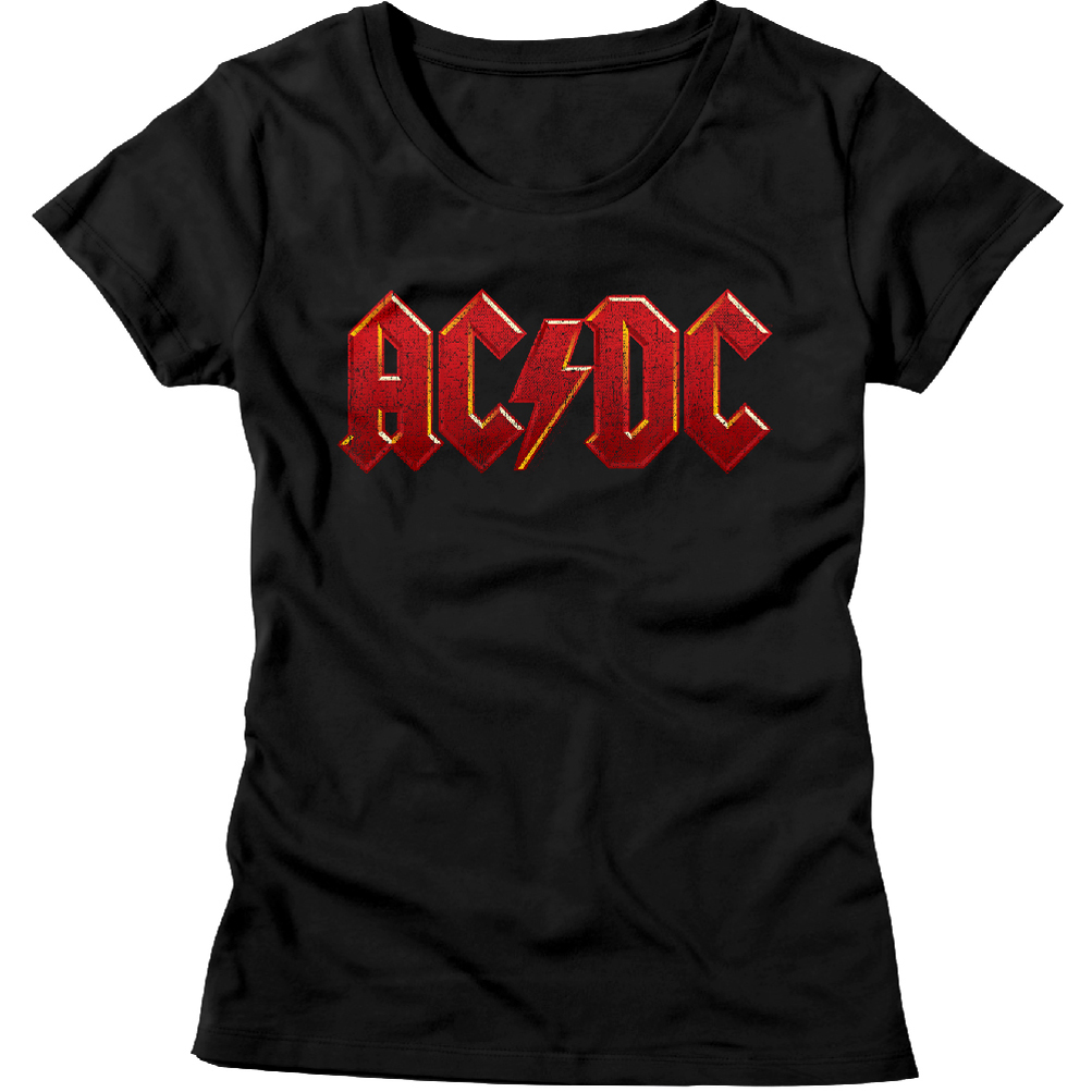 AC/DC Shirt Juniors Red Band Logo Black T-Shirt - AC/DC Distress Red ...
