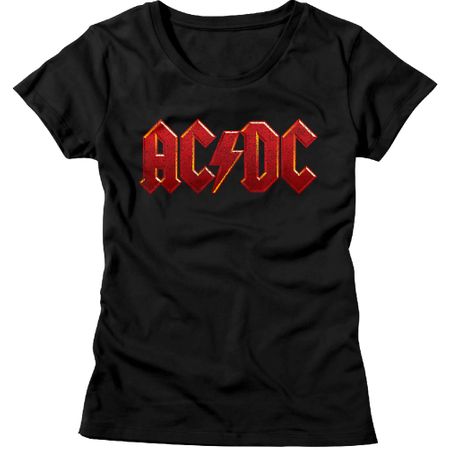 AC/DC Shirt Juniors Red Band Logo Black T-Shirt