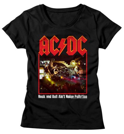 AC/DC Shirt Juniors Rock And Roll Ain't Noise Pollution Black T-Shirt