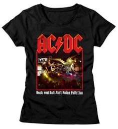 AC/DC Shirt Juniors Rock And Roll Ain't Noise Pollution Black T-Shirt