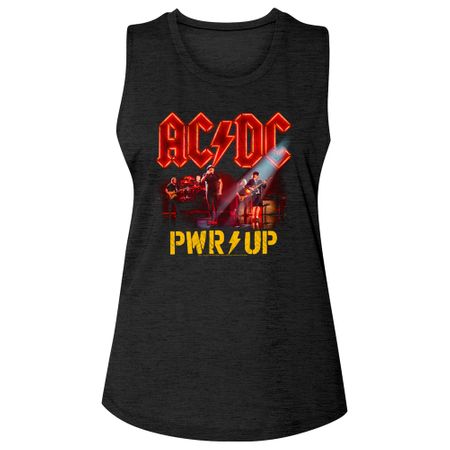 AC/DC Shirt Power Up Band Photo Black Ladies Muscle Tank Top
