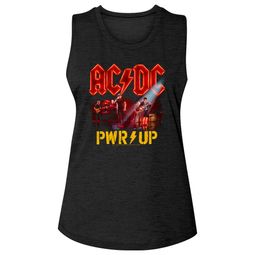 AC/DC Shirt Power Up Band Photo Black Ladies Muscle Tank Top