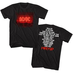 AC/DC Shirt Power Up Track List Front & Back Black Tall T-Shirt
