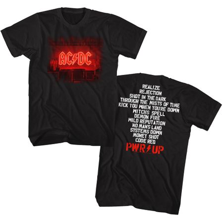 AC/DC Shirt Power Up Track List Front & Back Black Tall T-Shirt