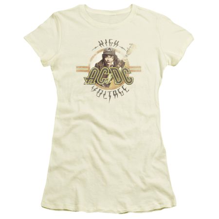 ACDC Juniors Shirt High Voltage Cream T-Shirt