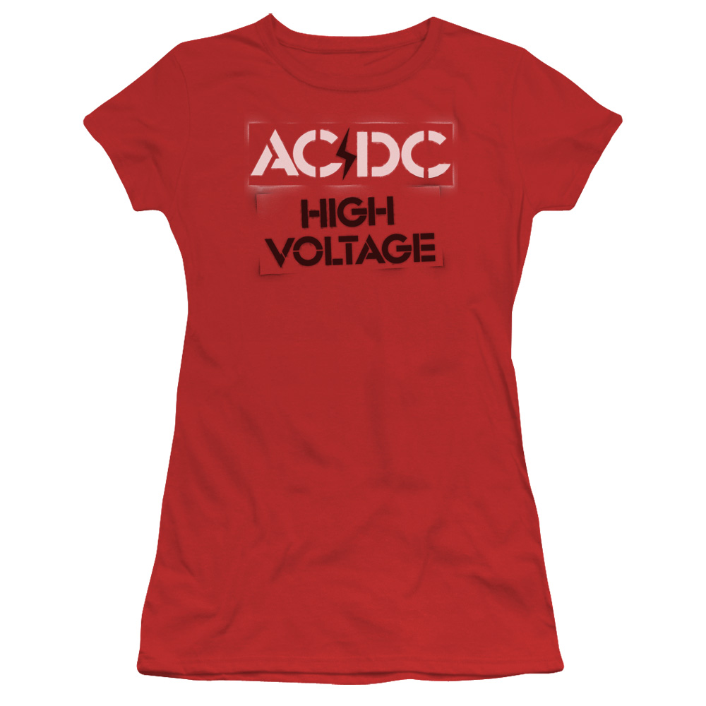 ACDC Juniors Shirt High Voltage Red T-Shirt - ACDC High Voltage Shirts