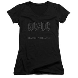 ACDC Juniors V Neck Shirt Back In Black Black T-Shirt ACDC Juniors V Neck Shirt Back In Black Black T-Shirt