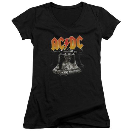 ACDC Juniors V Neck Shirt Hell's Bells Black T-Shirt