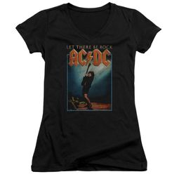 ACDC Juniors V Neck Shirt Let There Be Rock Black T-Shirt ACDC Juniors V Neck Shirt Let There Be Rock Black T-Shirt