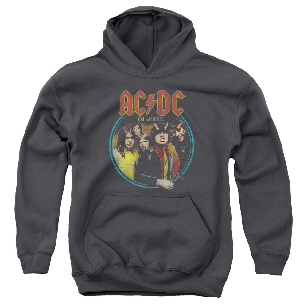ACDC Kids Hoodie Highway To Hell Charcoal Youth Hoody - ACDC Highway To ...