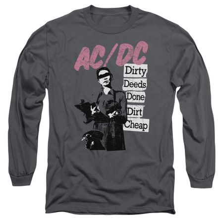 ACDC Long Sleeve Shirt Dirty Deeds Charcoal Tee T-Shirt