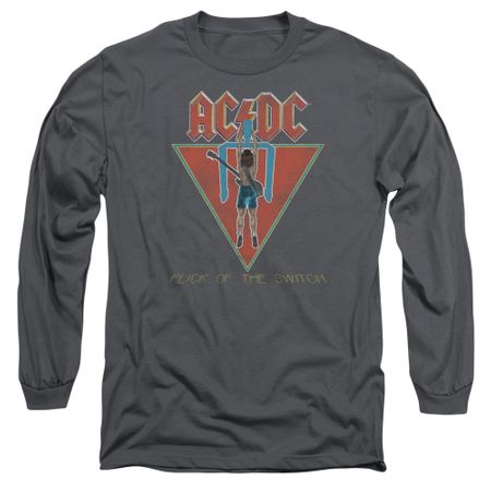 ACDC Long Sleeve Shirt Flick Of The Switch Charcoal Tee T-Shirt