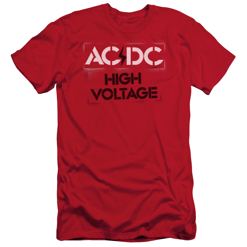 ACDC Slim Fit Shirt High Voltage Red T-Shirt - ACDC High Voltage Shirts